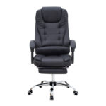 Καρέκλα γραφείου διευθυντική Daria Megapap με υποπόδιο από τεχνόδερμα χρώμα μαύρο 65x65x117/127εκ.