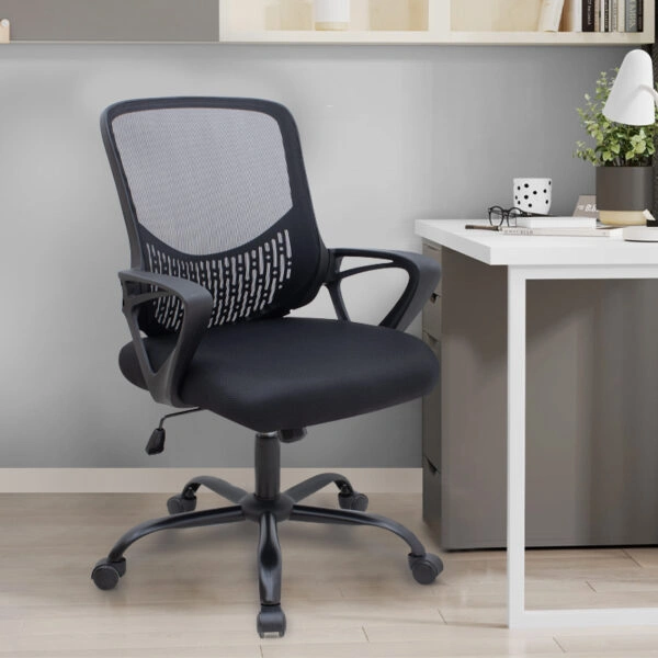 Καρέκλα γραφείου Freda Megapap με ύφασμα Mesh χρώμα μαύρο 65x65x90/100εκ.