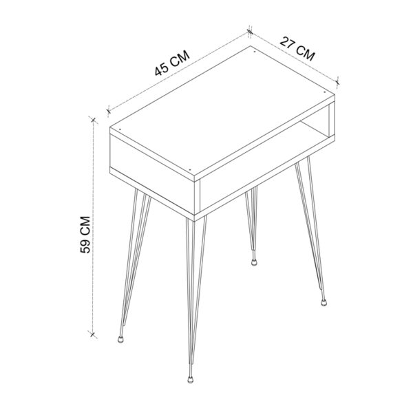 Κομοδίνο μελαμίνης Scott  χρώμα ανθρακί 40x30x60εκ.