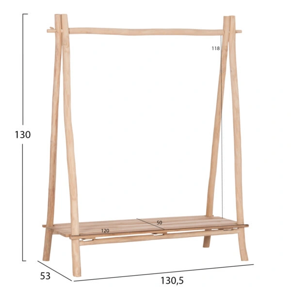 ΕΠΙΠΛΟ ΕΙΣΟΔΟΥ PERL HM9911 ΚΛΑΔΙΑ ΞΥΛΟΥ TEAK-ΦΥΣΙΚΟ 130,5x53x130Υεκ.