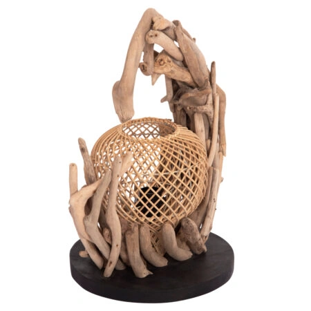 ΕΠΙΤΡΑΠΕΖΙΟ ΔΙΑΚΟΣΜΗΤΙΚΟ ΦΩΤΙΣΤΙΚΟ ASHIN HM4438 DRIFTWOOD–RATTAN 30x30x49Υεκ.