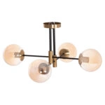 ΦΩΤΙΣΤΙΚΟ ΟΡΟΦΗΣ DREMP HM7409.11 ΤΕΤΡΑΦΩΤΟ ΜΑΥΡΟ-ΧΡΥΣΟ 68x68x36Υεκ.