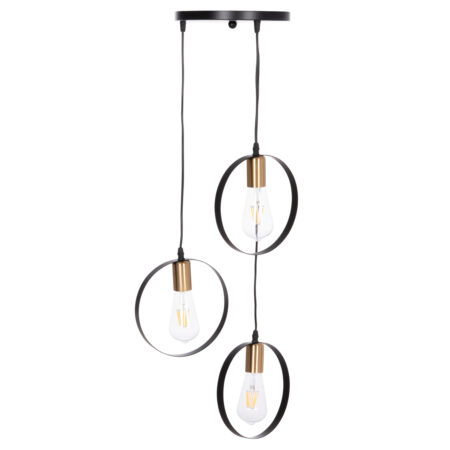 ΦΩΤΙΣΤΙΚΟ ΟΡΟΦΗΣ ΚΡΕΜΑΣΤΟ 3-ΦΩΤΟ KRENT HM7426.11 ΜΑΥΡΟ-ΧΡΥΣΟ Φ23