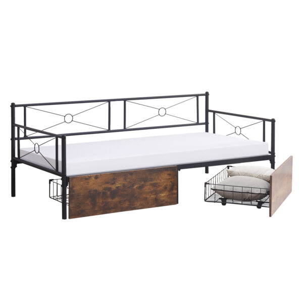 ΚΡΕΒΑΤΙ-ΚΑΝΑΠΕΣ BERNIE HM21120.01 ΜΑΥΡΟΣ ΜΕΤΑΛ. ΣΚΕΛΕΤΟΣ & ΣΥΡΤΑΡΙΑ- ΓΙΑ 190x90εκ.