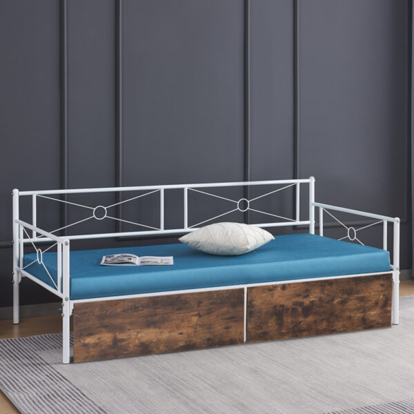 ΚΡΕΒΑΤΙ-ΚΑΝΑΠΕΣ BERNIE HM21121.01 ΛΕΥΚΟΣ ΜΕΤΑΛ.ΣΚΕΛΕΤΟΣ & ΣΥΡΤΑΡΙΑ- ΓΙΑ 190x90εκ.