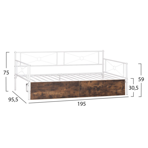 ΚΡΕΒΑΤΙ-ΚΑΝΑΠΕΣ BERNIE HM21121.01 ΛΕΥΚΟΣ ΜΕΤΑΛ.ΣΚΕΛΕΤΟΣ & ΣΥΡΤΑΡΙΑ- ΓΙΑ 190x90εκ.