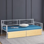 ΚΡΕΒΑΤΙ-ΚΑΝΑΠΕΣ BERNIE HM21121.02 ΛΕΥΚΟ ΜΕΤΑΛΛΟ & SONAMA ΣΥΡΤΑΡΙΑ- ΓΙΑ 190x90εκ.