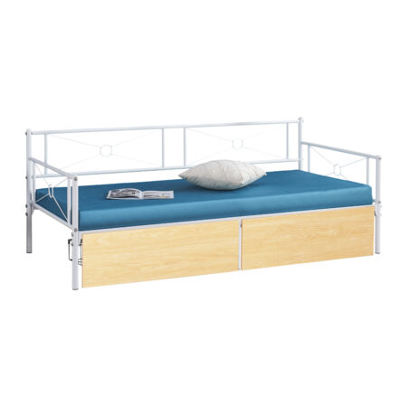 ΚΡΕΒΑΤΙ-ΚΑΝΑΠΕΣ BERNIE HM21121.02 ΛΕΥΚΟ ΜΕΤΑΛΛΟ & SONAMA ΣΥΡΤΑΡΙΑ- ΓΙΑ 190x90εκ.