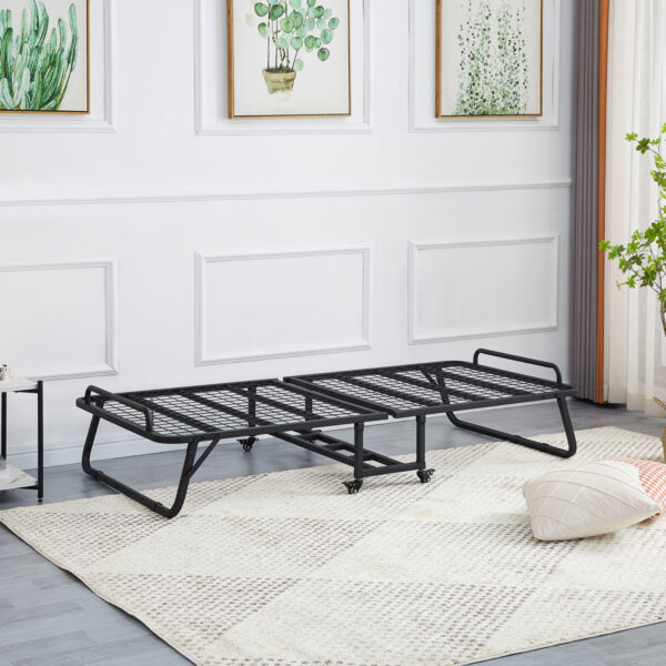 ΚΡΕΒΑΤΙ-ΡΑΝΤΖΟ ΜΕ ΣΤΡΩΜΑ NETTI HM691.01 ΜΕΤΑΛΛΙΚΟ ΜΑΥΡΟ ΜΑΤ 190x76x30Υεκ.
