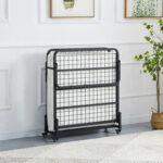 ΚΡΕΒΑΤΙ-ΡΑΝΤΖΟ ΜΕ ΣΤΡΩΜΑ NETTI HM691.01 ΜΕΤΑΛΛΙΚΟ ΜΑΥΡΟ ΜΑΤ 190x76x30Υεκ.