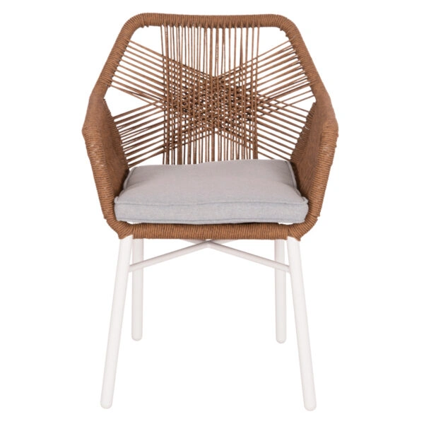 ΠΟΛΥΘΡΟΝΑ TOPIN HM6048.11 ΑΛΟΥΜΙΝΙΟ ΛΕΥΚΟ-P.E. RATTAN ΜΠΕΖ 59x63x81Υεκ