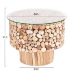 ΤΡΑΠΕΖΙ ΣΑΛΟΝΙΟΥ ΣΤΡΟΓΓΥΛΟ SPARROW HM9963 DRIFTWOOD--ΓΥΑΛΙ Φ65x51,5Υεκ.