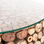 ΤΡΑΠΕΖΙ ΣΑΛΟΝΙΟΥ ΣΤΡΟΓΓΥΛΟ SPARROW HM9963 DRIFTWOOD--ΓΥΑΛΙ Φ65x51,5Υεκ.