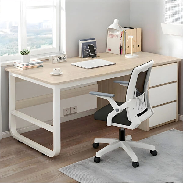 Γραφείο MERGELLUS Sonoma/Λευκό MDF/Μέταλλο 120x50x74cm