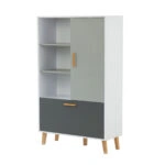 Ραφιέρα Timmy Λευκό-Γραφίτη-Γκρι 90x36x147cm