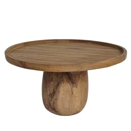 Artekko Munggur Ξύλινο Τραπέζι Σαλονιού σε Φυσική Απόχρωση (Φ80x45)cm