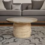 Ξύλινο Βοηθητικό Τραπεζάκι με Δέρμα