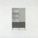 Ραφιέρα Timmy Λευκό-Γραφίτη-Γκρι 90x36x147cm