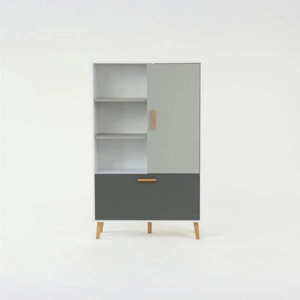 Ραφιέρα Timmy Λευκό-Γραφίτη-Γκρι 90x36x147cm