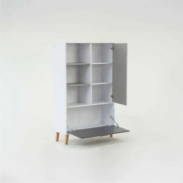 Ραφιέρα Timmy Λευκό-Γραφίτη-Γκρι 90x36x147cm