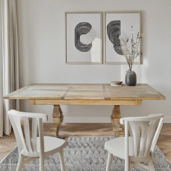 Artekko Deus Μασίφ Ξύλινη Επεκτεινόμενη Τραπεζαρία σε Φυσική Απόχρωση (200/280x100x78)cm