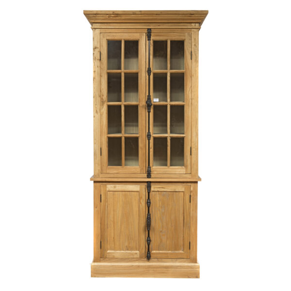 Artekko Βιτρίνα με ντουλάπι από ξύλο μασίφ (100x45x220)cm