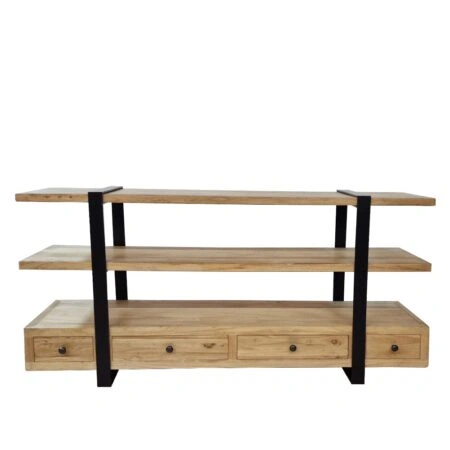 Artekko Deus Μασίφ Ξύλινη Ραφιέρα σε Ανοιχτή Φυσική Απόχρωση (180x45x90)cm