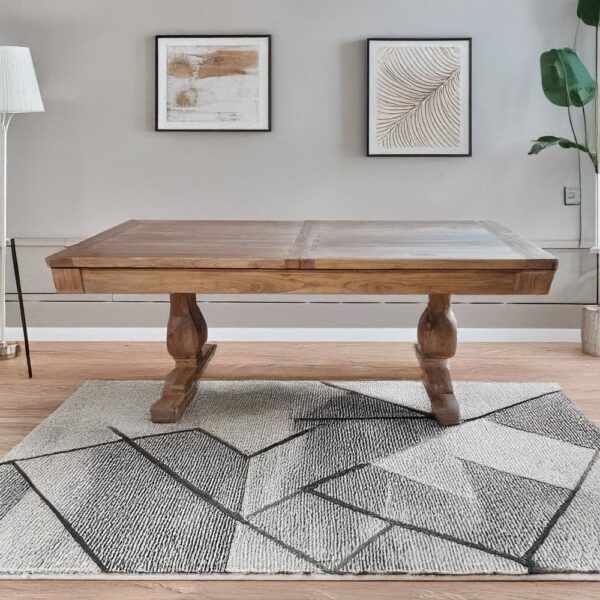 Artekko Deus Μασίφ Ξύλινη Επεκτεινόμενη Τραπεζαρία σε Φυσική Απόχρωση (200/280x100x76)cm