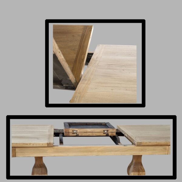 Artekko Deus Μασίφ Ξύλινη Επεκτεινόμενη Τραπεζαρία σε Φυσική Απόχρωση (200/280x100x76)cm