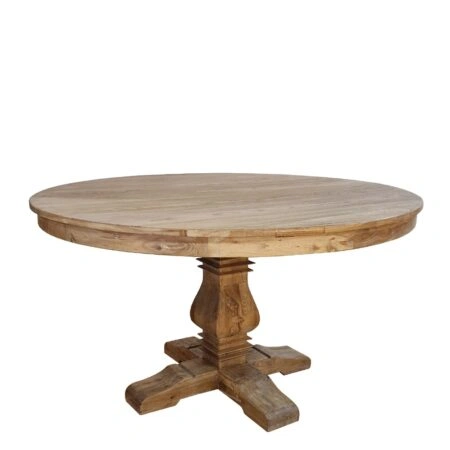 Artekko Deus Μασίφ Ξύλινο Τραπέζι Ροτόντα σε Ανοιχτή Φυσική Απόχρωση (Φ140x78)cm