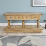 Artekko Deus Μασίφ Ξύλινη Κονσόλα σε Ανοιχτή Φυσική Απόχρωση (168x45x80)cm