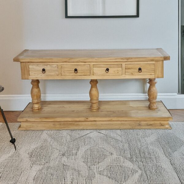 Artekko Deus Μασίφ Ξύλινη Κονσόλα σε Ανοιχτή Φυσική Απόχρωση (168x45x80)cm