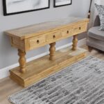 Artekko Deus Μασίφ Ξύλινη Κονσόλα σε Ανοιχτή Φυσική Απόχρωση (168x45x80)cm