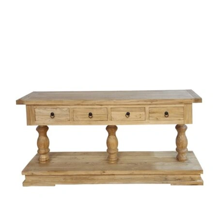 Artekko Deus Μασίφ Ξύλινη Κονσόλα σε Ανοιχτή Φυσική Απόχρωση (168x45x80)cm