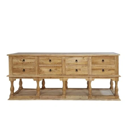 Artekko Deus Μασίφ Ξύλινη Κονσόλα σε Ανοιχτή Φυσική Απόχρωση (206x45x91)cm