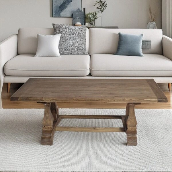 Artekko Deus Μασίφ Ξύλινο Τραπέζι Σαλονιού σε Φυσική Απόχρωση (130x70x45)cm