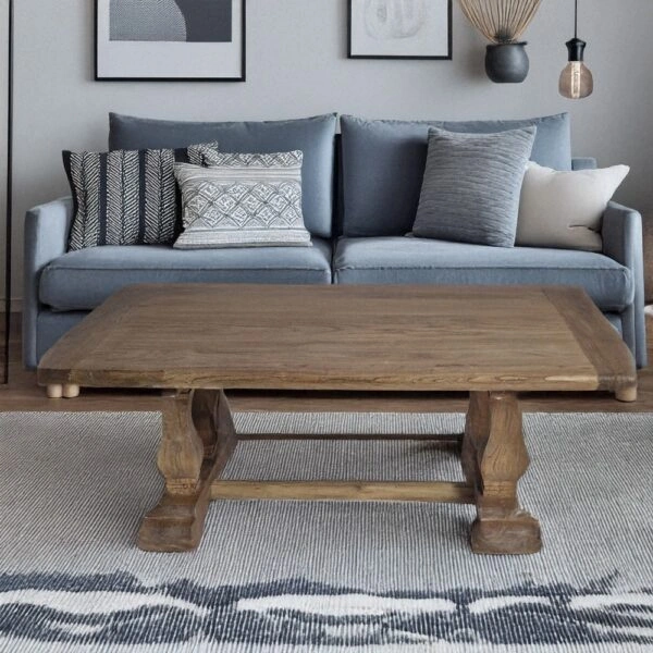 Artekko Deus Μασίφ Ξύλινο Τραπέζι Σαλονιού σε Φυσική Απόχρωση (130x70x45)cm