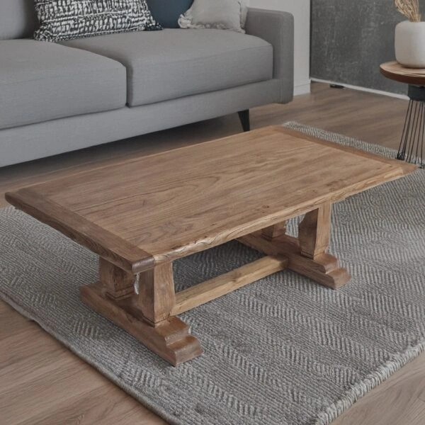 Artekko Deus Μασίφ Ξύλινο Τραπέζι Σαλονιού σε Φυσική Απόχρωση (130x70x45)cm