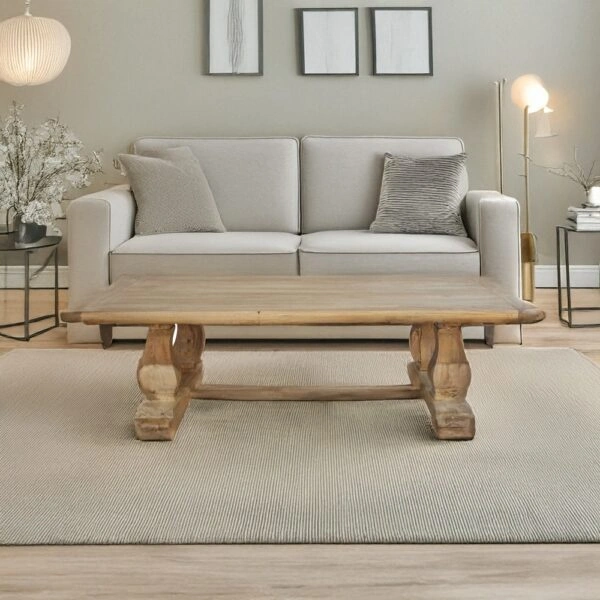 Artekko Deus Μασίφ Ξύλινο Τραπέζι Σαλονιού σε Ανοιχτή Φυσική Απόχρωση (150x77x4)cm