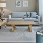 Artekko Deus Μασίφ Ξύλινο Τραπέζι Σαλονιού σε Ανοιχτή Φυσική Απόχρωση (150x77x4)cm