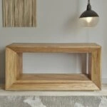 Artekko Deus Μασίφ Ξύλινη Κονσόλα με Συρτάρια σε Φυσική Απόχρωση (150x40x80)cm