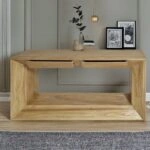 Artekko Deus Μασίφ Ξύλινη Κονσόλα με Συρτάρια σε Φυσική Απόχρωση (150x40x80)cm