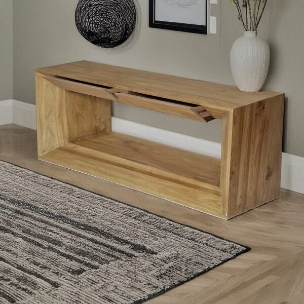 Artekko Deus Μασίφ Ξύλινη Κονσόλα με Συρτάρια σε Φυσική Απόχρωση (150x40x80)cm