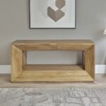 Artekko Deus Μασίφ Ξύλινο Έπιπλο Τηλεόρασης με Συρτάρια σε Φυσική Απόχρωση (120x40x60)cm