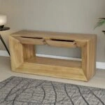 Artekko Deus Μασίφ Ξύλινο Έπιπλο Τηλεόρασης με Συρτάρια σε Φυσική Απόχρωση (120x40x60)cm