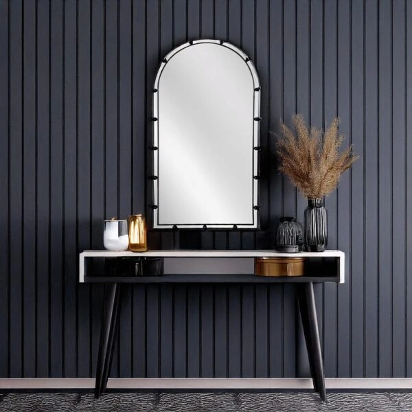 Artekko Dia Μαύρος Μεταλλικός Καθρέπτης Τοίχου (50x3.5x90)cm