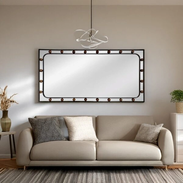 Artekko Dia Οριζόντιος Μαύρος Μεταλλικός Καθρέπτης Τοίχου (60x3x92)cm