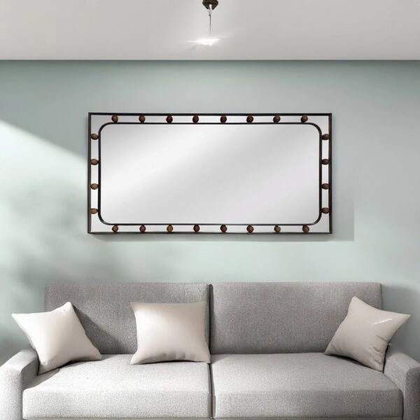 Artekko Dia Οριζόντιος Μαύρος Μεταλλικός Καθρέπτης Τοίχου (60x3x92)cm