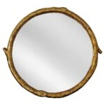Artekko Dia Χρυσός Ξύλινος Στρογγυλός Καθρέπτης Τοίχου (88x4x80)cm
