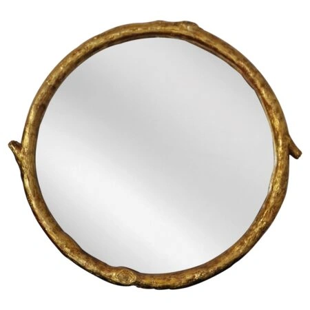 Artekko Dia Χρυσός Ξύλινος Στρογγυλός Καθρέπτης Τοίχου (88x4x80)cm